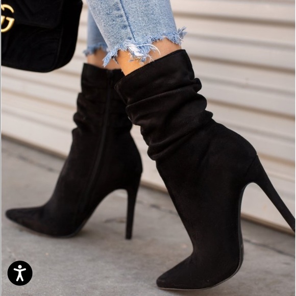 Miss Lola Shoes - Miss Lola black heeled boots. Size 8.